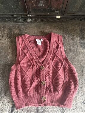 Sincerly Jules Dusty Rose Cable Knit V-Neck Sweater Vest